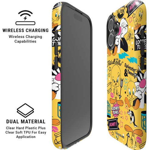 Looney Tunes Tweety and Sylvester Patches iPhone 16 Plus Magsafe Impact Case
