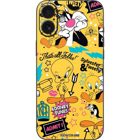 Looney Tunes Tweety and Sylvester Patches iPhone 16 Plus Skin