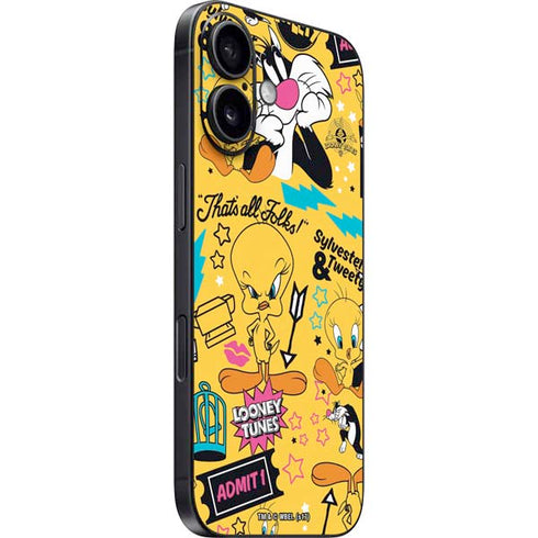 Looney Tunes Tweety and Sylvester Patches iPhone 16 Plus Skin