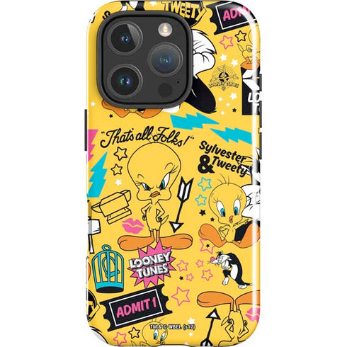 Looney Tunes Tweety and Sylvester Patches iPhone 16 Pro Impact Case