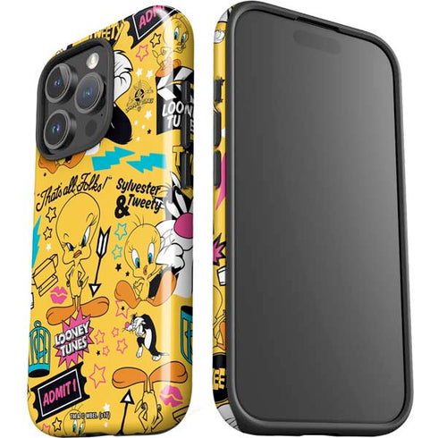 Looney Tunes Tweety and Sylvester Patches iPhone 16 Pro Impact Case