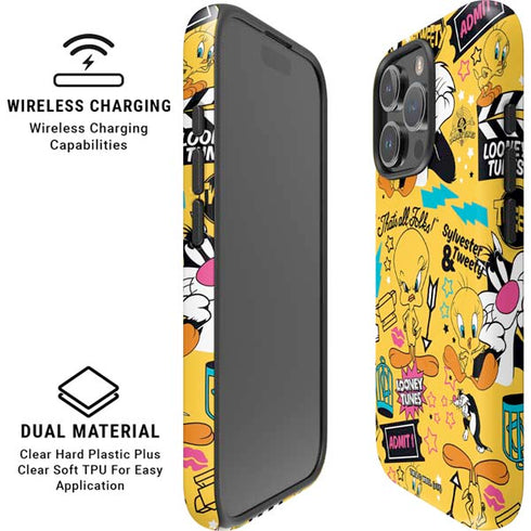 Looney Tunes Tweety and Sylvester Patches iPhone 16 Pro Max Magsafe Impact Case