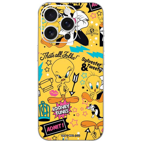 Looney Tunes Tweety and Sylvester Patches iPhone 16 Pro Skin