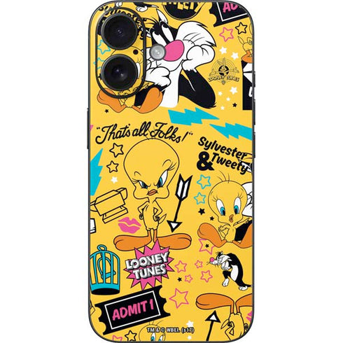 Looney Tunes Tweety and Sylvester Patches iPhone 16 Skin