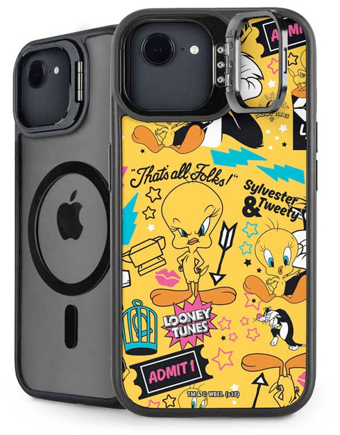 Looney Tunes Tweety and Sylvester Patches iPhone 16e Kickstand Case
