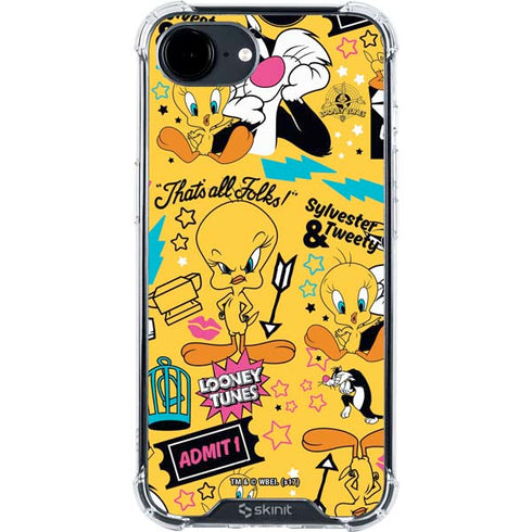 Looney Tunes Tweety and Sylvester Patches iPhone 16e Clear Case