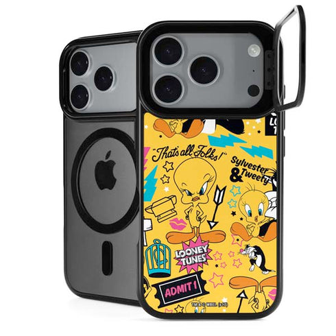 Looney Tunes Tweety and Sylvester Patches iPhone 18 Pro Max Kickstand Case