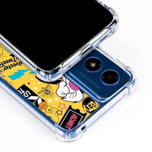 Looney Tunes Tweety and Sylvester Patches Moto G Play 4G (2024) Clear Case