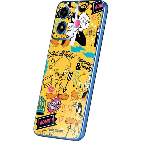Looney Tunes Tweety and Sylvester Patches Moto G Play 4G (2024) Skin