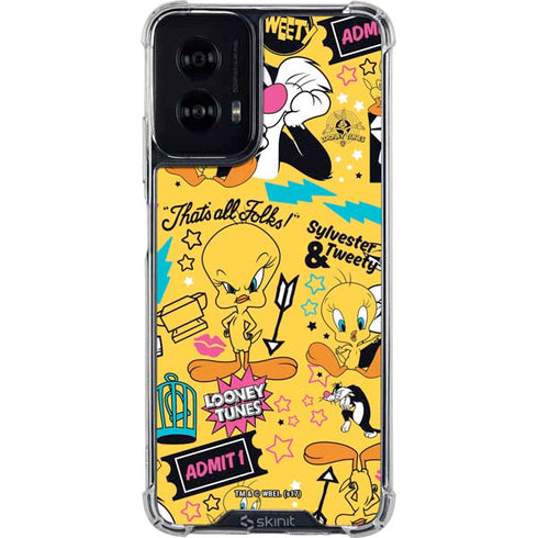 Looney Tunes Tweety and Sylvester Patches Moto G Power 5G (2024) Clear Case