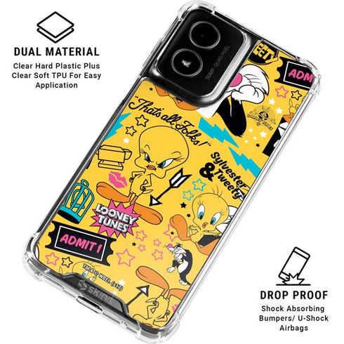 Looney Tunes Tweety and Sylvester Patches Moto G Power 5G (2024) Clear Case