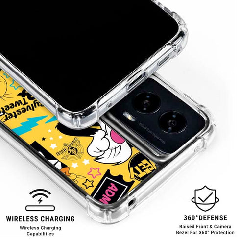 Looney Tunes Tweety and Sylvester Patches Moto G Power 5G (2024) Clear Case