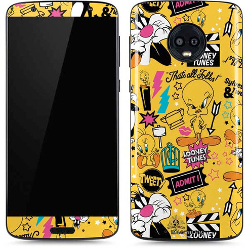 Looney Tunes Tweety and Sylvester Patches Moto G6 Skin