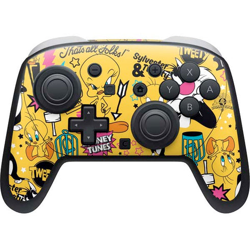 Looney Tunes Tweety and Sylvester Patches Nintendo Switch 2 (2025) Pro Controller Skin