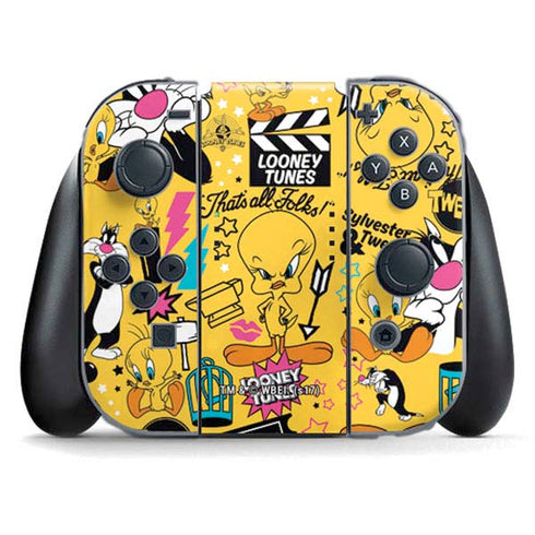 Looney Tunes Tweety and Sylvester Patches Nintendo Switch (2017-2021) Joy-Con Controller Skin