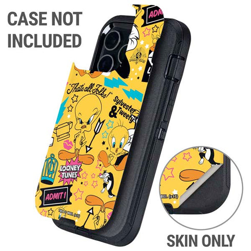 Looney Tunes Tweety and Sylvester Patches Otterbox Defender iPhone Skin
