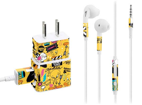 Looney Tunes Tweety and Sylvester Patches Phone Charger Skin