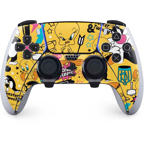 Looney Tunes Tweety and Sylvester Patches PS5 DualSense Edge Pro Controller Skin