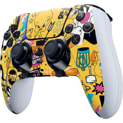 Looney Tunes Tweety and Sylvester Patches PS5 DualSense Edge Pro Controller Skin