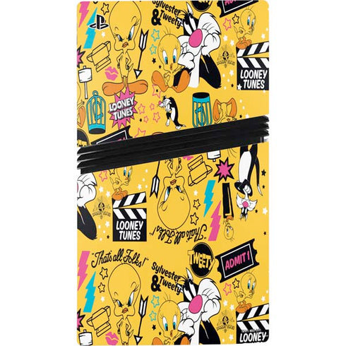Looney Tunes Tweety and Sylvester Patches PS5 Pro Console Skin