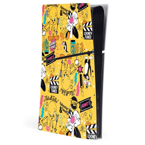 Looney Tunes Tweety and Sylvester Patches PS5 Slim Digital Edition Console Skin
