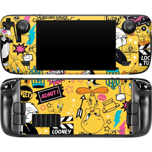 Looney Tunes Tweety and Sylvester Patches Steam Deck Handheld Gaming Computer OLED Skin