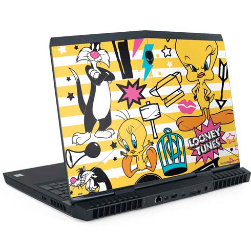 Looney Tunes Tweety and Sylvester Striped Patches Dell Alienware Skin