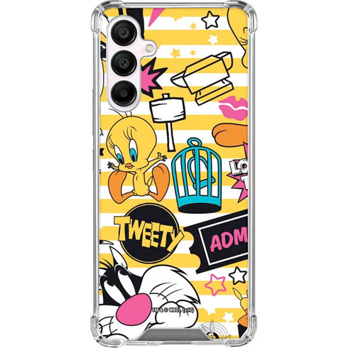 Looney Tunes Tweety and Sylvester Striped Patches Galaxy A16 5G Clear Case