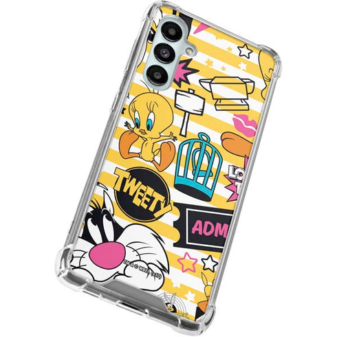 Looney Tunes Tweety and Sylvester Striped Patches Galaxy A16 5G Clear Case
