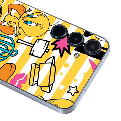 Looney Tunes Tweety and Sylvester Striped Patches Galaxy A35 5G Skin