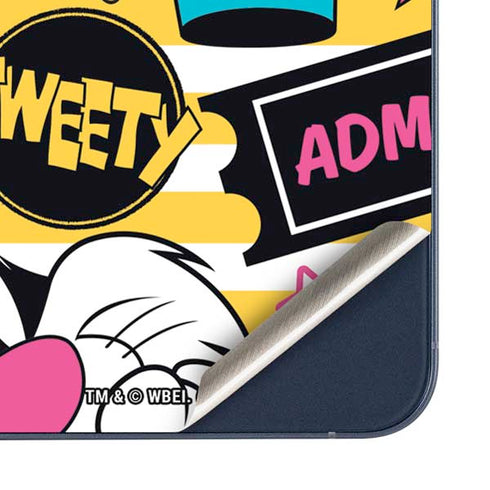 Looney Tunes Tweety and Sylvester Striped Patches Galaxy A35 5G Skin