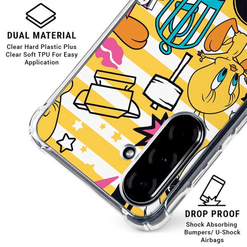 Looney Tunes Tweety and Sylvester Striped Patches Galaxy A36 5G Clear Case
