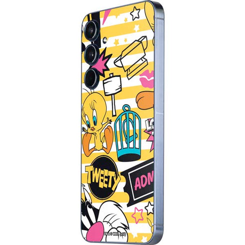 Looney Tunes Tweety and Sylvester Striped Patches Galaxy A36 5G Skin