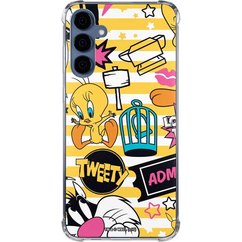 Looney Tunes Tweety and Sylvester Striped Patches Galaxy A55 5G Clear Case