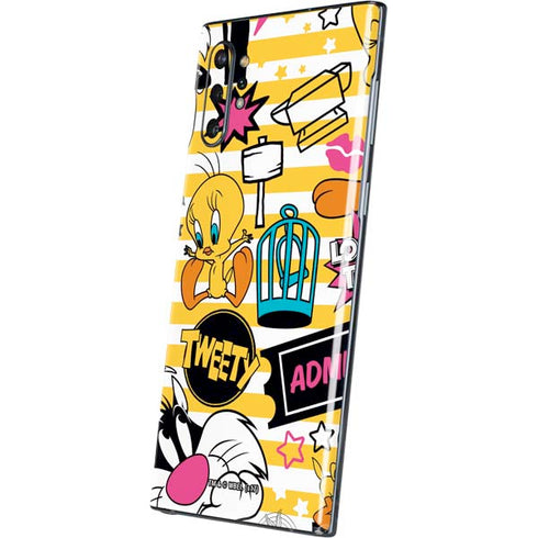 Looney Tunes Tweety and Sylvester Striped Patches Galaxy Note 10 Plus Skin
