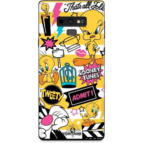 Looney Tunes Tweety and Sylvester Striped Patches Galaxy Note 9 Skin
