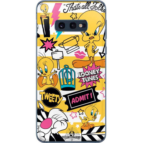 Looney Tunes Tweety and Sylvester Striped Patches Galaxy S10e Skin