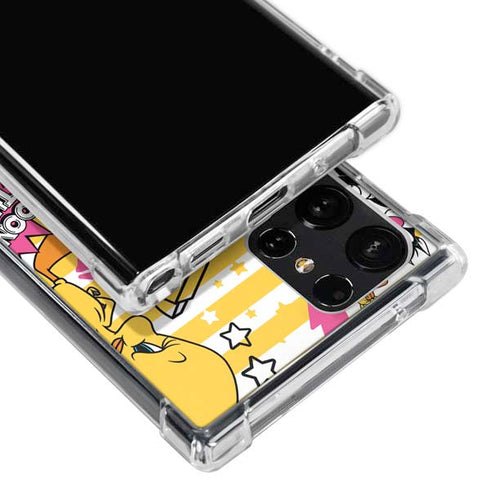 Looney Tunes Tweety and Sylvester Striped Patches Galaxy S23 Ultra Clear Case