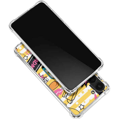 Looney Tunes Tweety and Sylvester Striped Patches Galaxy S24 FE Clear Case