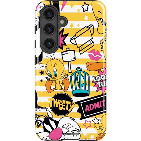 Looney Tunes Tweety and Sylvester Striped Patches Galaxy S25 Impact Case