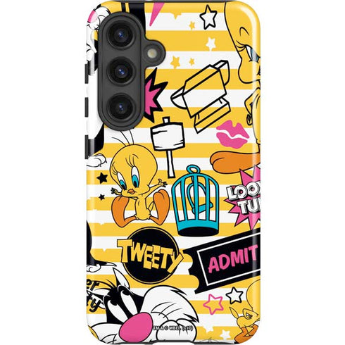 Looney Tunes Tweety and Sylvester Striped Patches Galaxy S25 Plus Impact Case