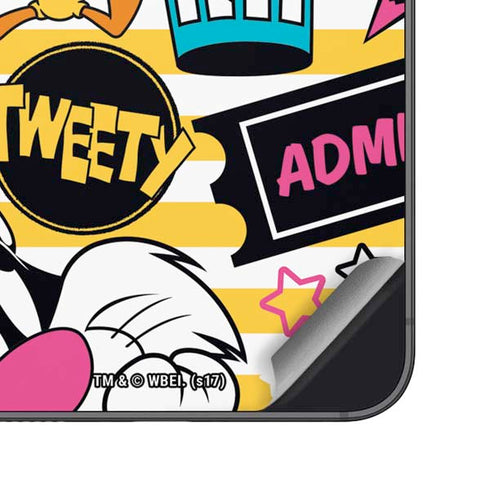 Looney Tunes Tweety and Sylvester Striped Patches Galaxy S25 Skin