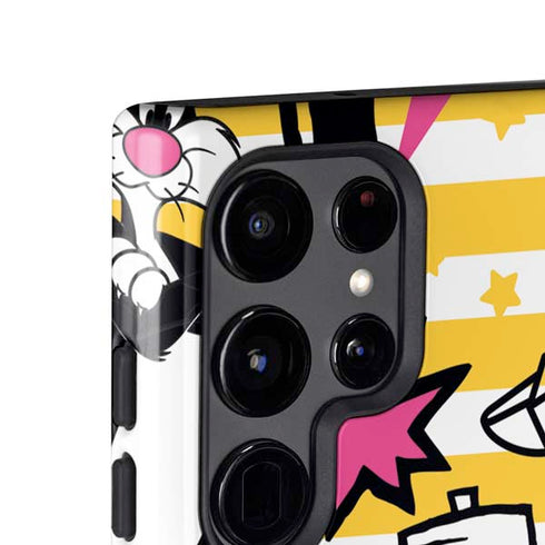 Looney Tunes Tweety and Sylvester Striped Patches Galaxy S25 Ultra Impact Case