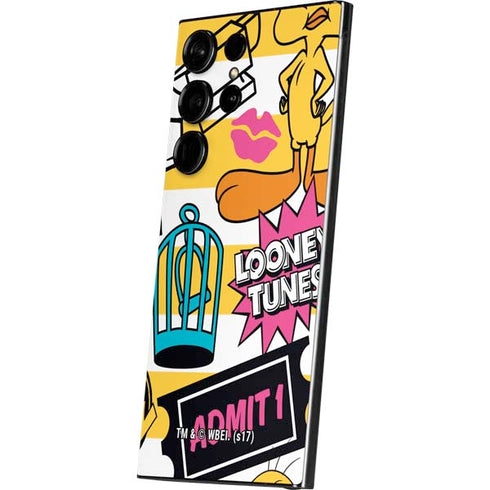 Looney Tunes Tweety and Sylvester Striped Patches Galaxy S24 Ultra Skin