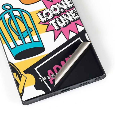Looney Tunes Tweety and Sylvester Striped Patches Galaxy S24 Ultra Skin