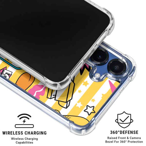 Looney Tunes Tweety and Sylvester Striped Patches Galaxy S25 Clear Case