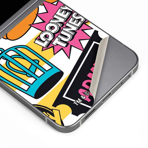 Looney Tunes Tweety and Sylvester Striped Patches Galaxy Z Flip6 Skin