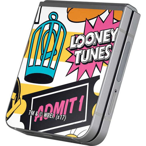 Looney Tunes Tweety and Sylvester Striped Patches Galaxy Z Flip6 Skin