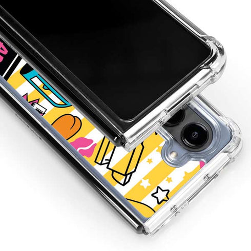 Looney Tunes Tweety and Sylvester Striped Patches Galaxy Z Fold5 5G Clear Case