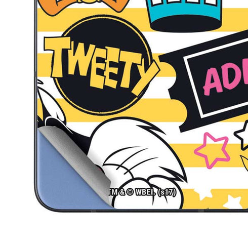 Looney Tunes Tweety and Sylvester Striped Patches Galaxy Z Fold5 5G Skin